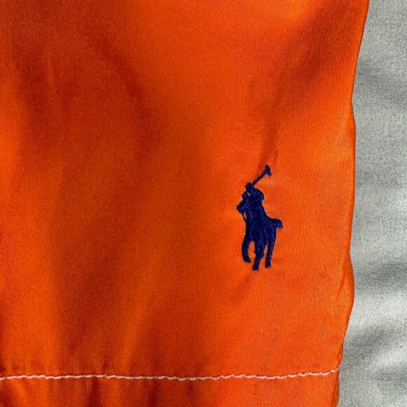 Polo Ralph Lauren Youth Boys' XL (18-20) Swim Trunks Navy Orange Stripes Pockets - Picture 4 of 14